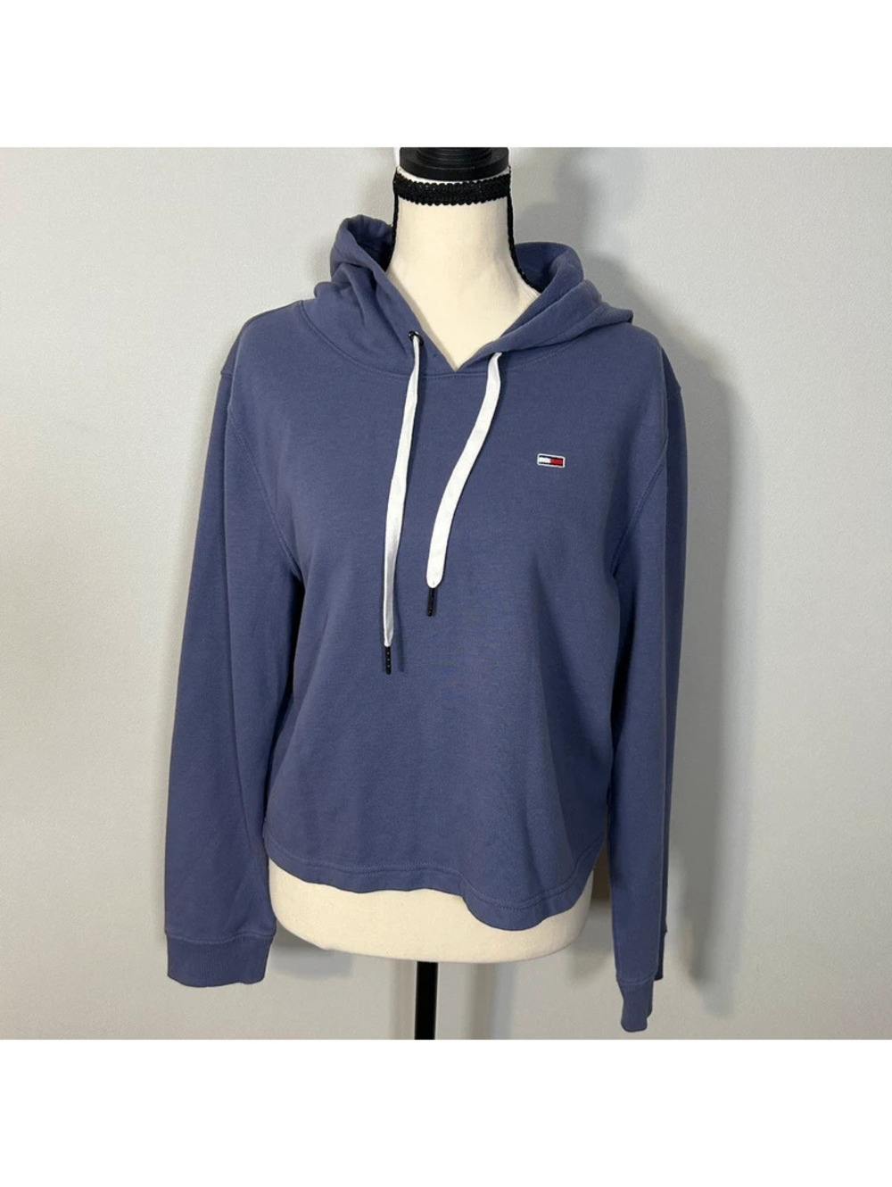 Tommy Jeans Women’s M Purple Cropped Hoodie Sweatshirt Y2K
